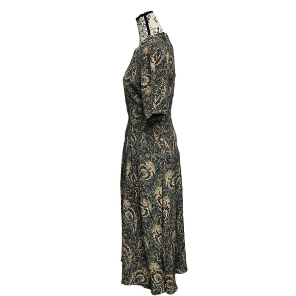 Michelle Stuart Vintage Paisley Midi Dress M Cottagecore Modest Peasant Boho - Picture 4 of 9